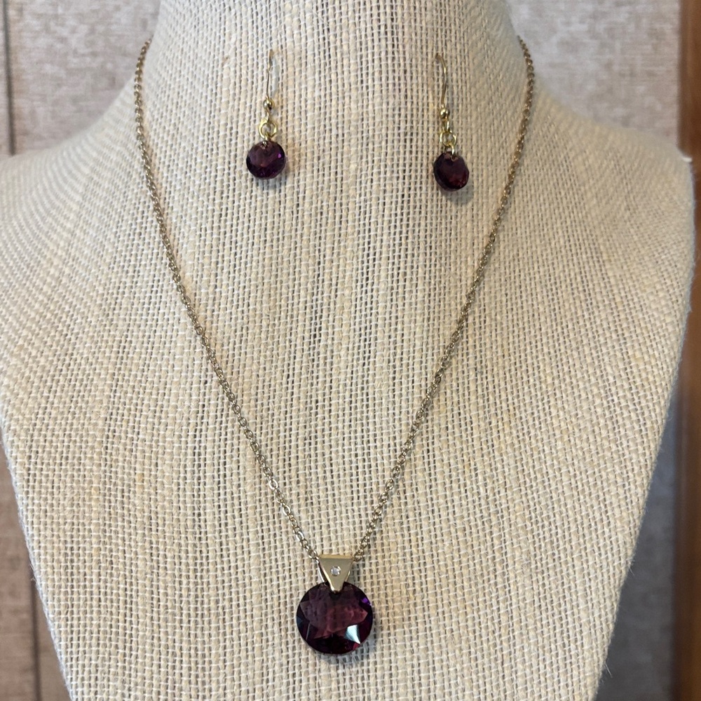 Swarovski Purple Crystal Necklace and Earring Set